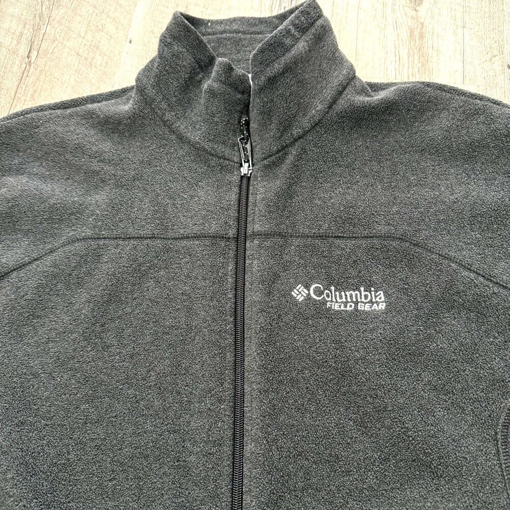 Columbia Field Gear Fleece Jacket Mens Large Gray Full Zip Pockets Outdoors